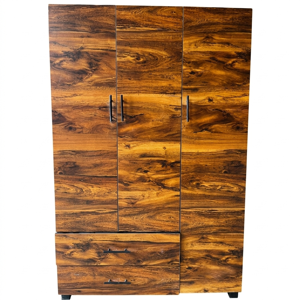 3-Door Wardrobe - Burlwood
