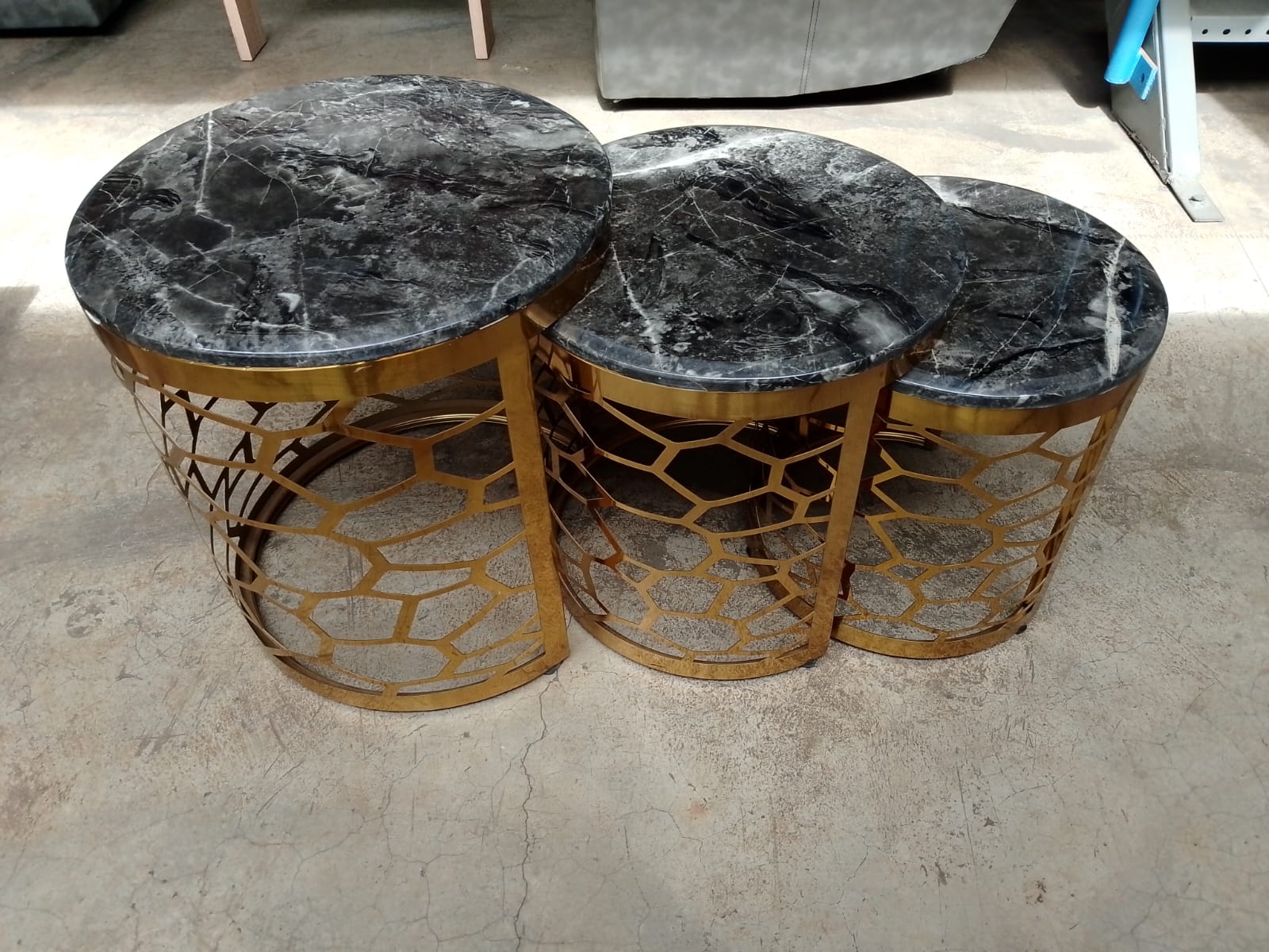 3 Tier Marble Coffee Table - Black